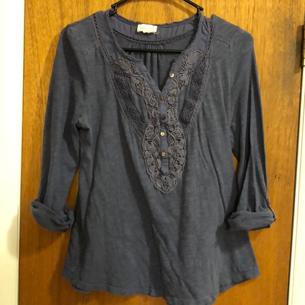 Blue top with accent on front